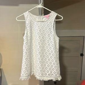 Lilly Pulitzer Womens Maybelle Top XS Resort White Island Time Knit Lace